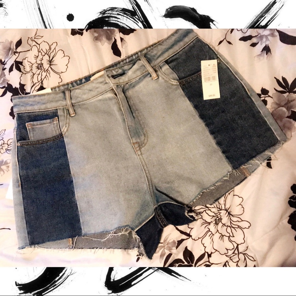 Patchwork High waist jean daisy duke shorts